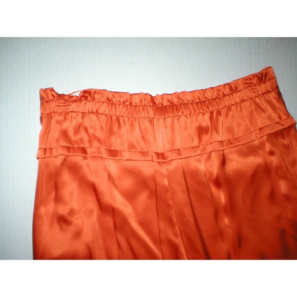 New NWT $290 Small Designer Josie Natori Silk Pants Orange Pockets Key Crop S - Picture 6 of 7